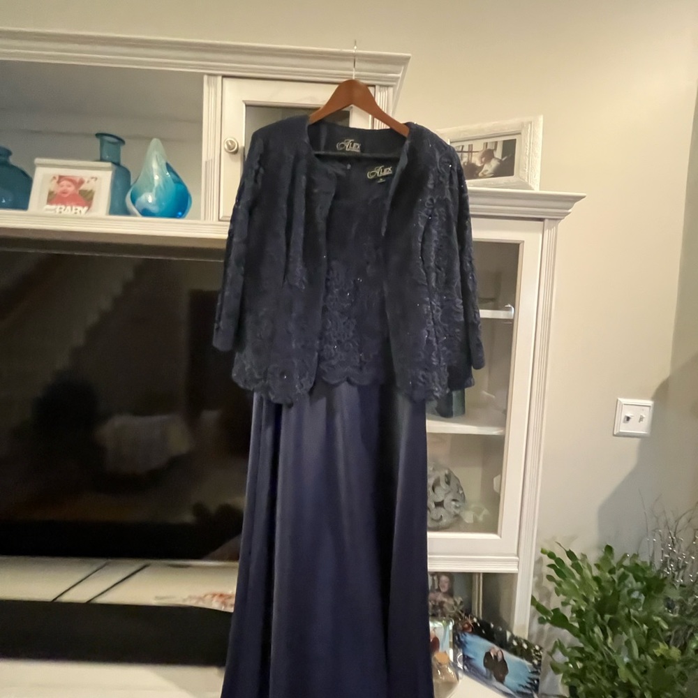 Women Formal Gown mock Jacket, Alex Evenings, size 16, Navy, NWOT, never worn